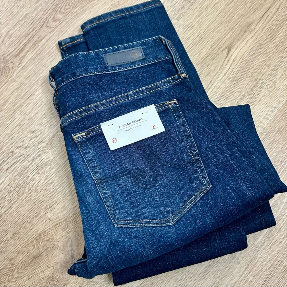 NWT AG The Farrah High Rise Dark Wash Skinny Jean Size 27